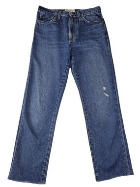 Nili Lotan Straight Crop Dark Wash Distressed Jeans 27x26 Blue Jeans EUC 2609988